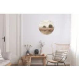 Landschap - Minimalistisch - Beige Wandcirkel aluminium klein -woonkamer