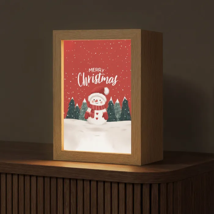 Kerstgroet - Sneeuw - Rood Light Box met kabel (Tafellamp) klein -z3d_website