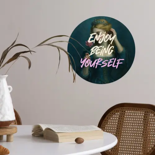 Vrouw - Roos - Quote Wandcirkel behangsticker klein -sfeer3