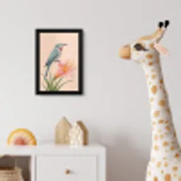 Vogel - Bloem - Natuur - Roze fotolijst zwart zonder passe partout klein -usfeer4_kinderkamer