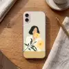 Vrouw - Bloem - Geel - Minimalistisch Apple iPhone 16 klein -sfeer1
