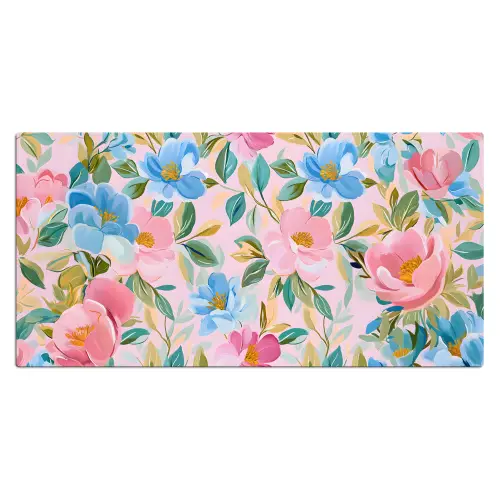 Blauw - Roze - Bloemen Muismat XXL klein -3d_leeg