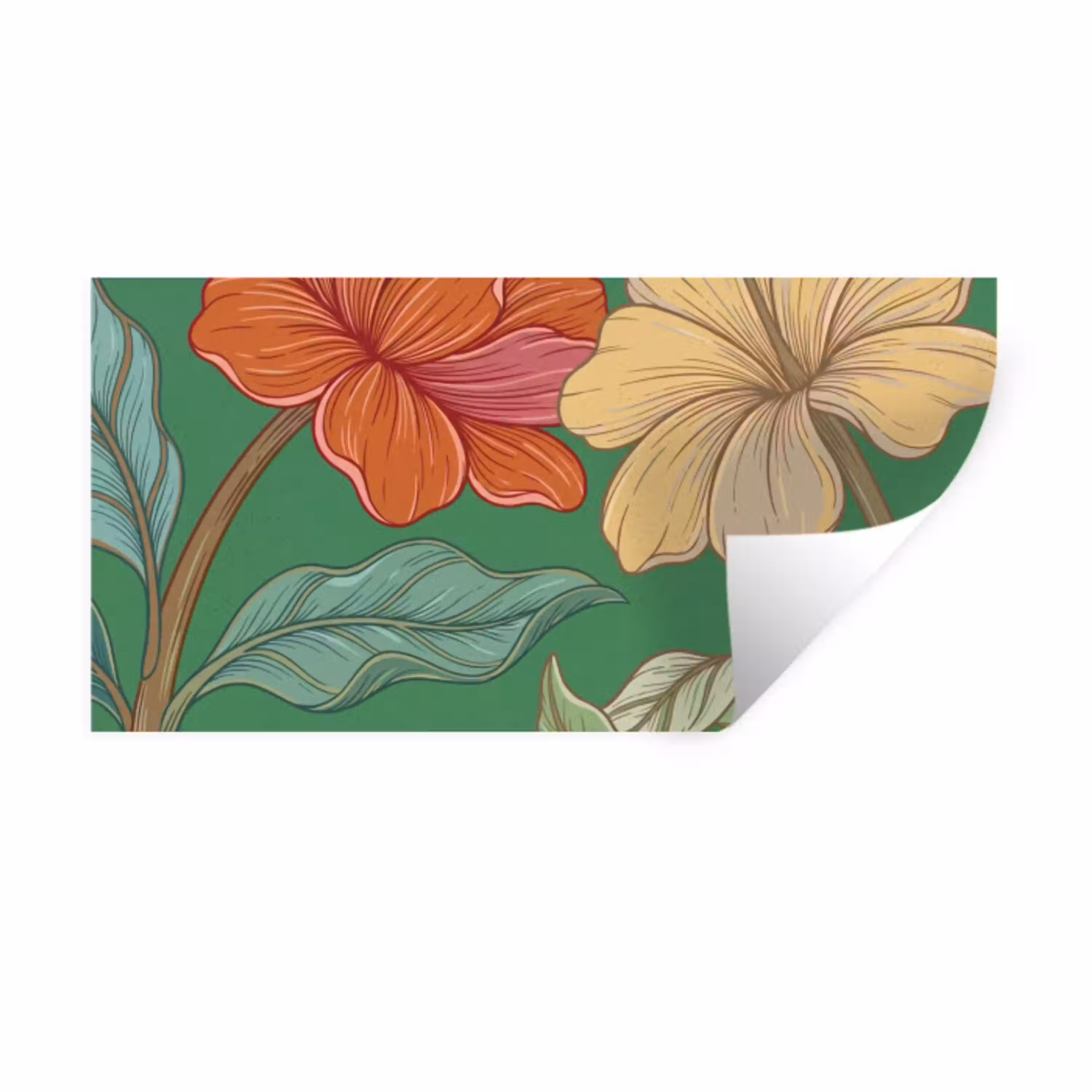 Bloemen - Groen - Illustratie Muursticker klein -3d