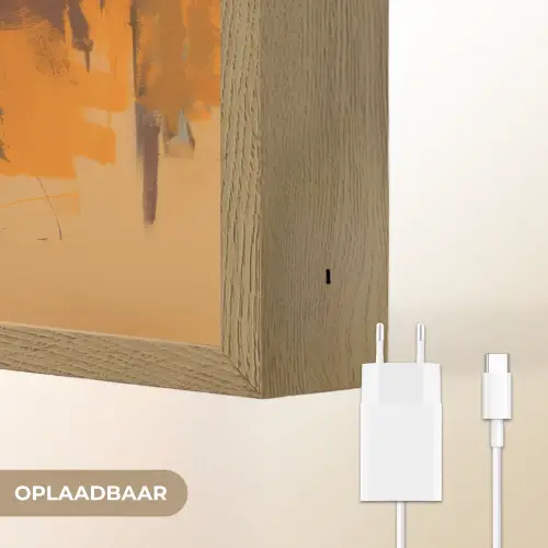 Tijger - Geschilderd - Oranje - Penseelstreken Light Box met batterij (Wandlamp) middel -USP_websiteoplaadbaarNL