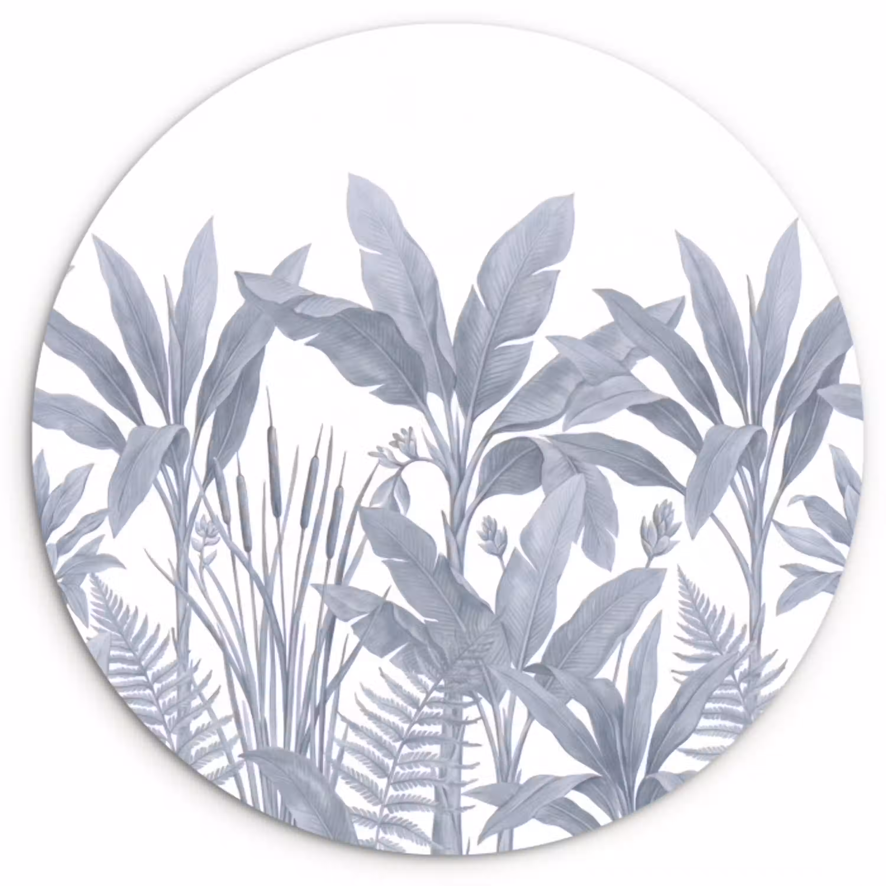 Planten - Bladeren - Natuur - Grijs Wandcirkel kunststof plaat 5mm dik klein -3d