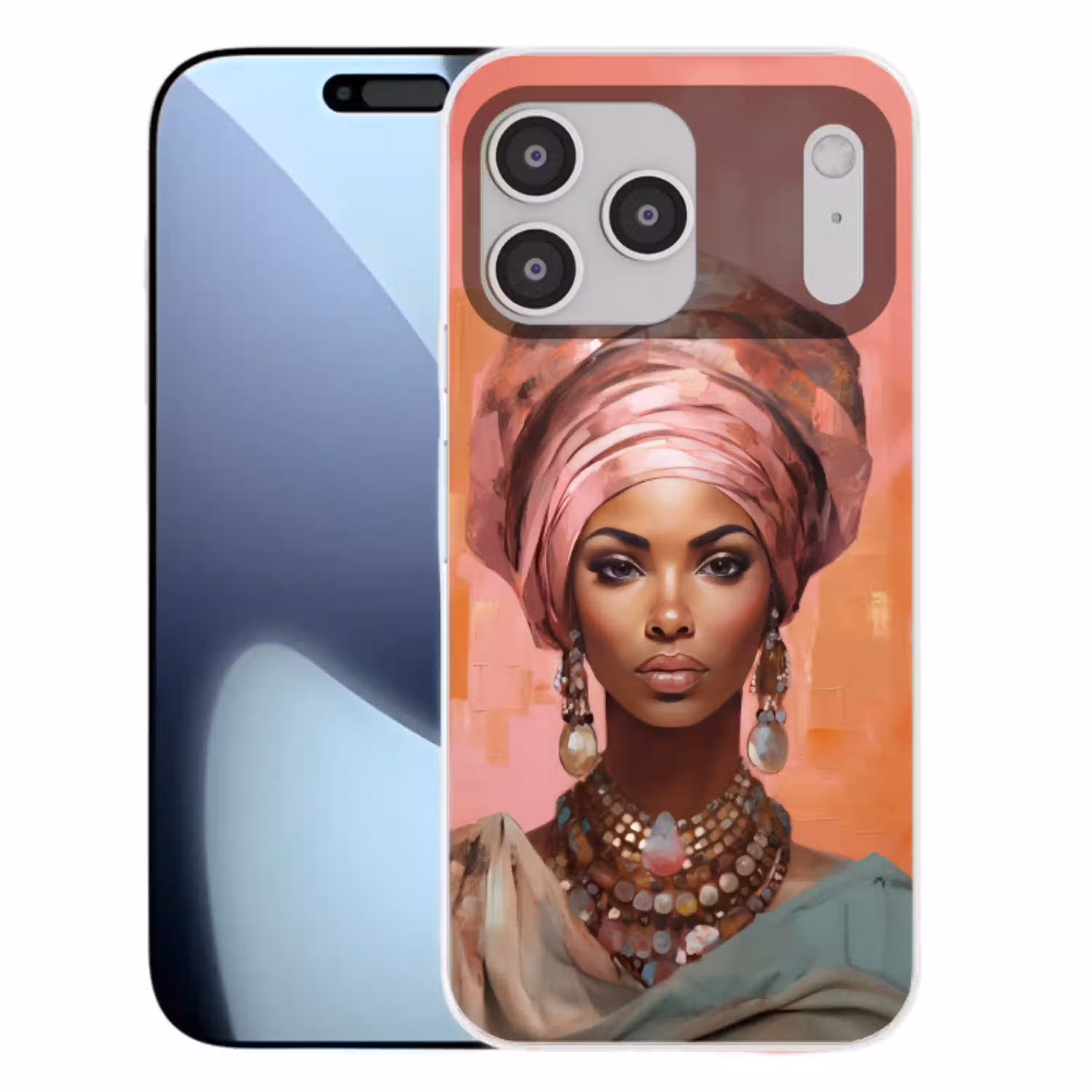 Kunst - Vrouw - Roze - Sieraden - Portret Telefoonhoesje iPhone 17 Pro Max klein -3d