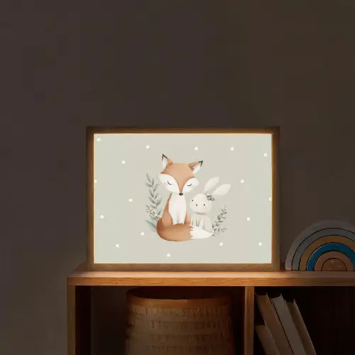 Minimalistisch - Dieren - Bladeren - Stippen Light Box met batterij (Wandlamp kind) middel -sfeer1_kind