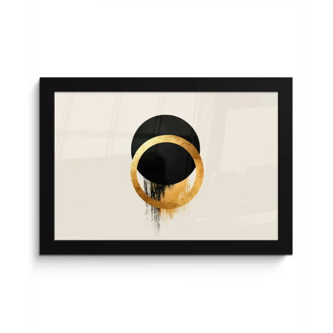 Abstract ontwerp - Zwarte cirkel - Verfvlekken fotolijst zwart zonder passe partout klein -3d