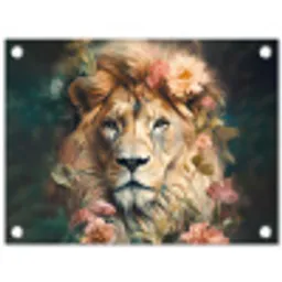 Leeuw - Leeuwenkop - Wilde dieren - Bloemen tuinposter los doek klein -3d