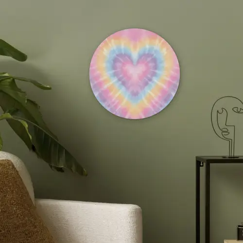 Hartvorm - Pastelkleuren - Tie Dye Akoestische PET Vilt - Rond klein -sfeer2