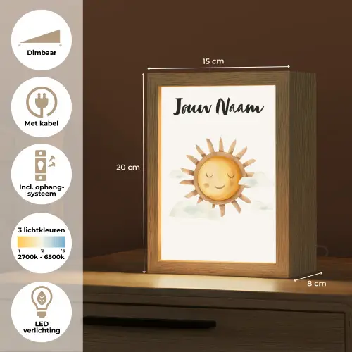 Zon - Wolken - Pastel kleuren Light Box met kabel (Kinderlampje) klein -USP_NL