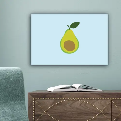 Avocado - Illustratie - Groene - Vrucht canvas 2cm klein -sfeer4