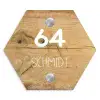 Hout - Modern Naambord Hexagon klein -3d