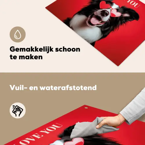 Hond - Hartjesbril - Loveyou - Rood Inductie beschemer met haakjes klein -ky-schoon-nl