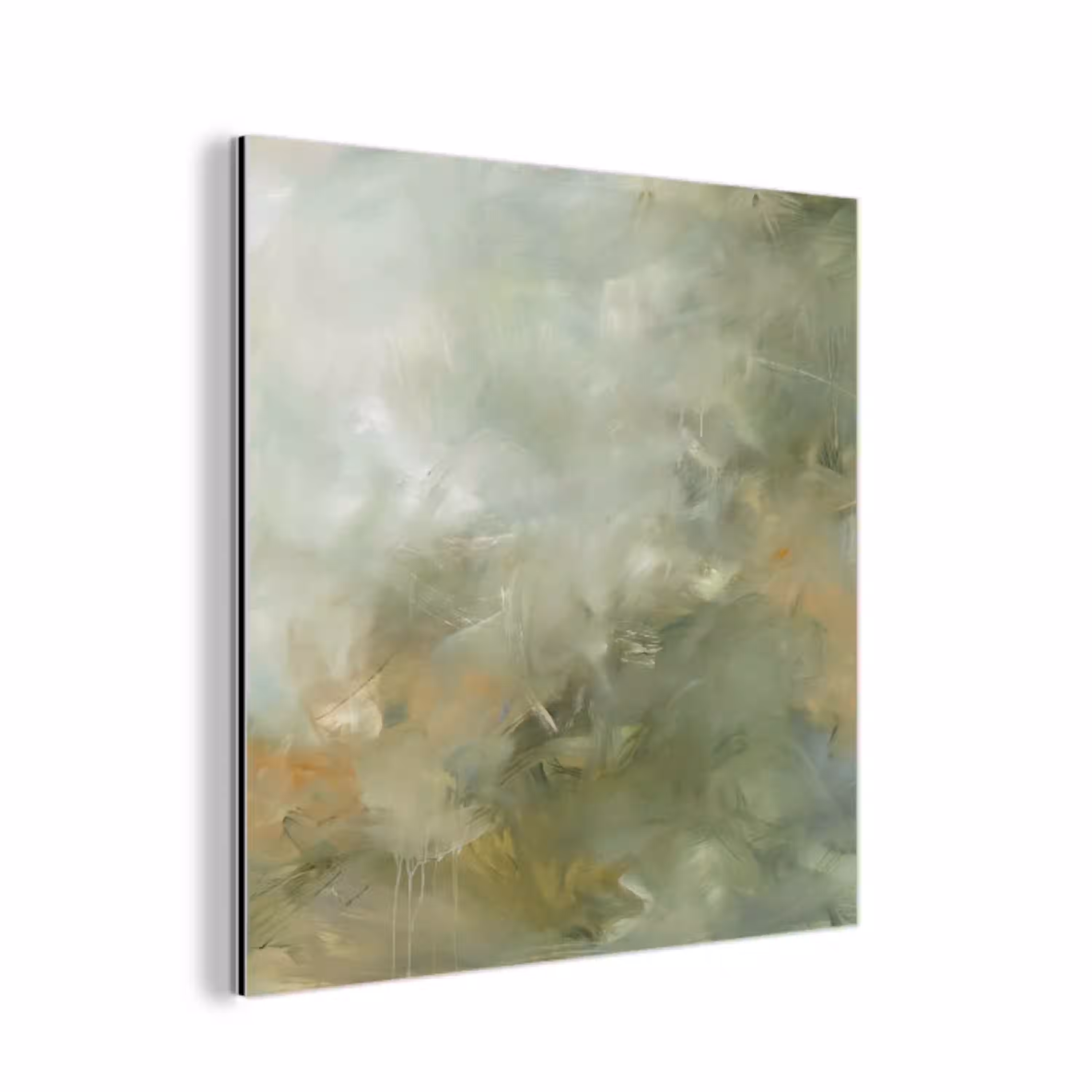 Abstract - Groen - Beige - Modern - Kunst aluminium wit klein -3d