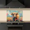Schotse hooglander - Natuur - Kleurrijk - Bloemen keuken achterwand spatscherm klein -sfeer1
