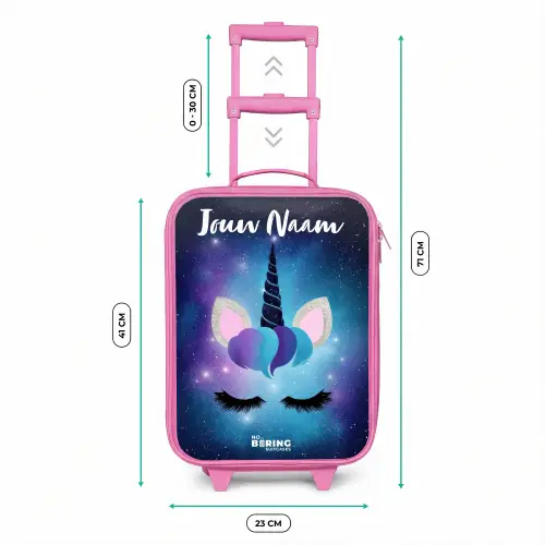 Eenhoorn - Sterren - Blauw Kinderkoffer - Roze klein -productfoto_formaten
