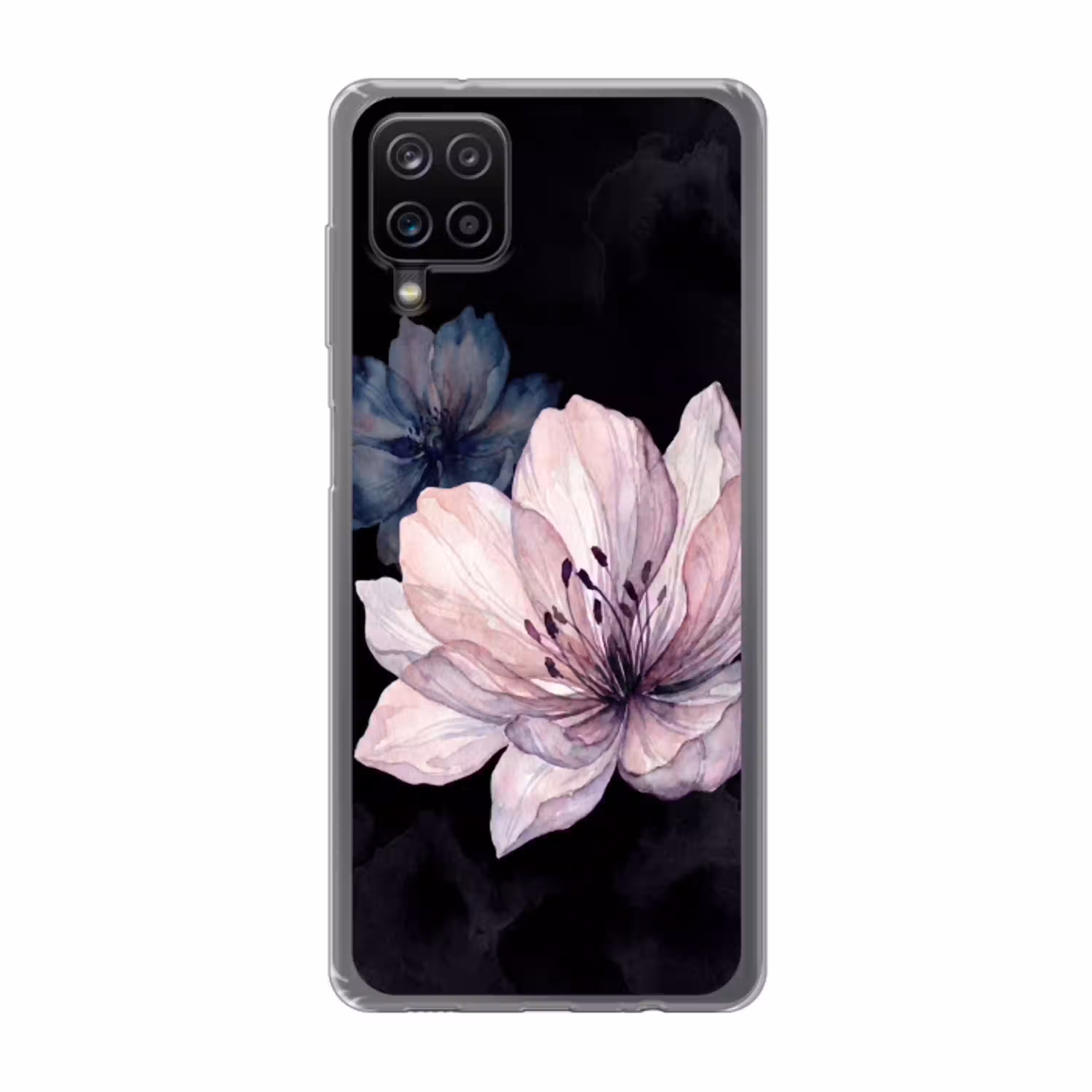 Bloemen - Aquarel - Modern - Roze - Donker Telefoonhoesje Samsung Galaxy A12 klein -3d
