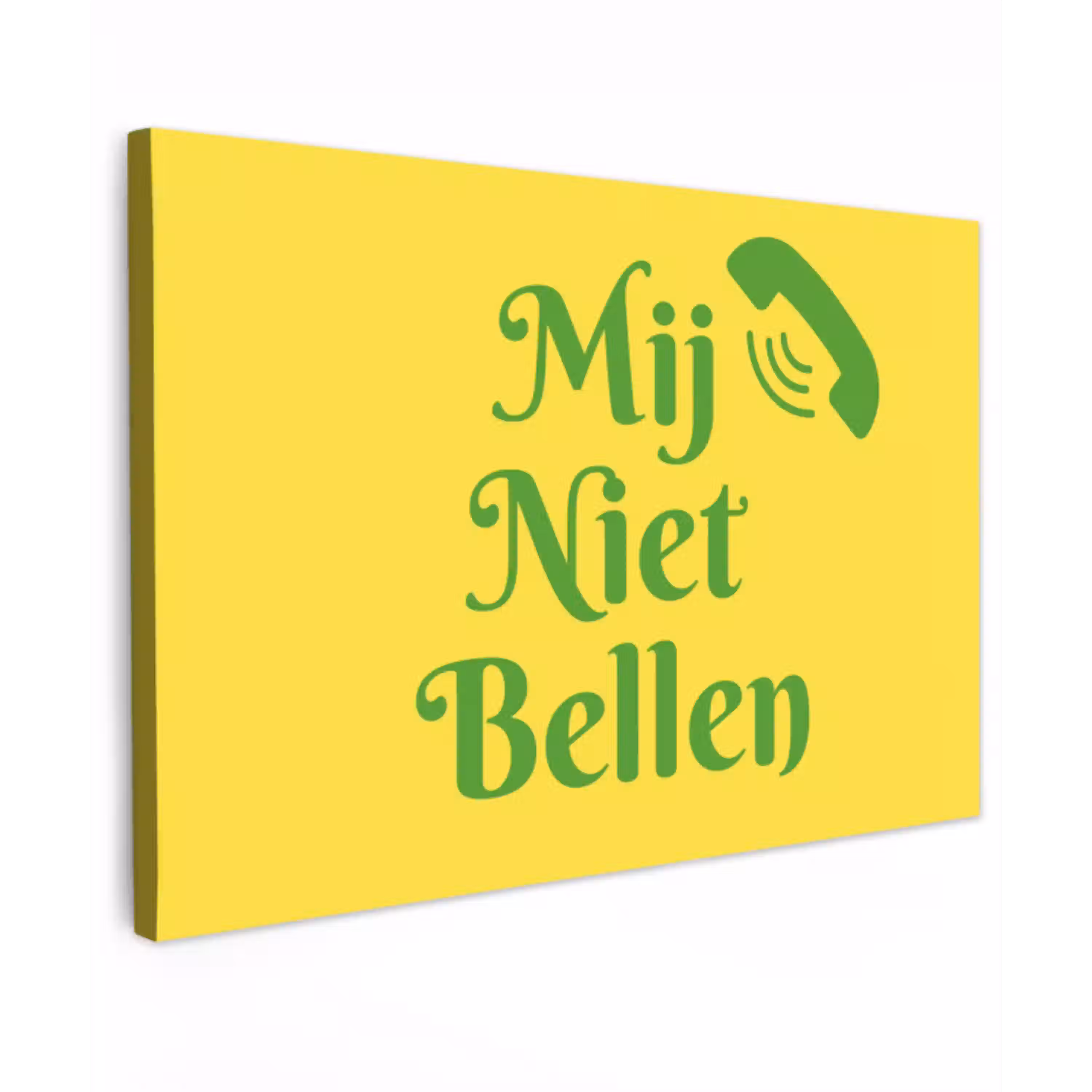 Mij niet bellen - Telefoon - Geel canvas 2cm klein -z3d
