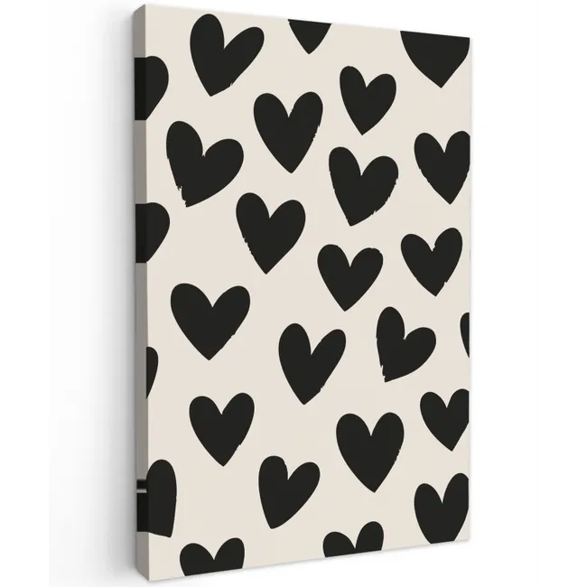 Hartjes - Zwart - Beige canvas 2cm klein -z3d