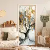 Boom - Modern - Abstract - Goud - Zwart - Wit deurposter klein -sfeer2