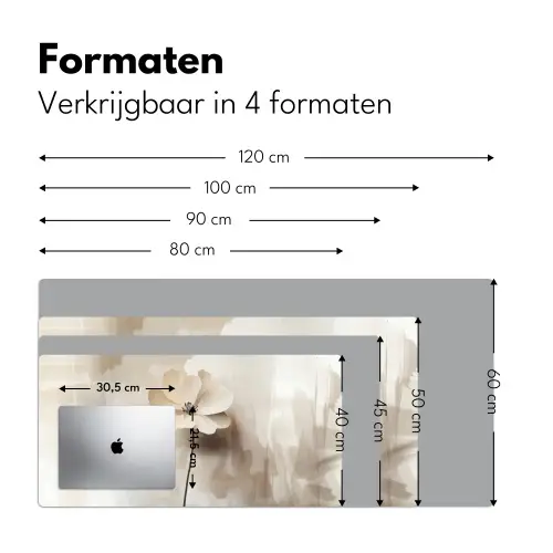 Bloem - Beige - Verf - Schaduw Muismat XXL klein -sfeer5