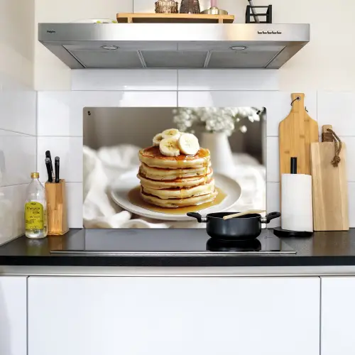 Pannenkoeken - Banaan - Siroop - Wit - Beige Inductie beschemer met haakjes klein -sfeer2