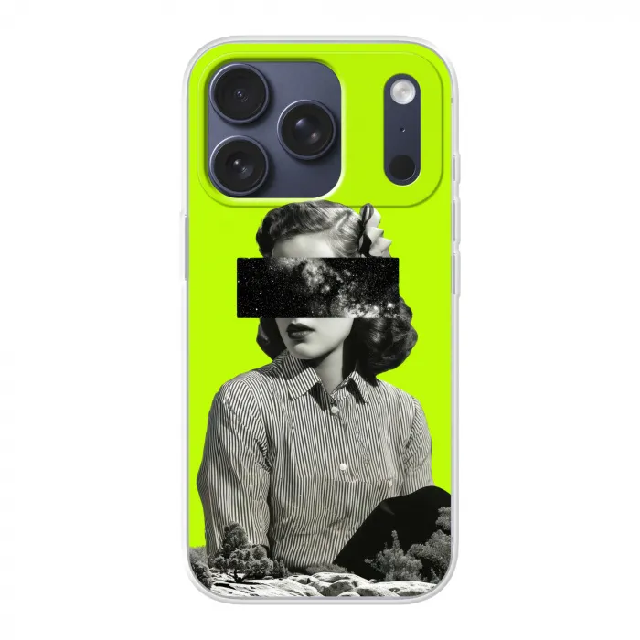 Vrouw - Sterrenhemel - Groen Telefoonhoesje iPhone 17 Pro klein -3d