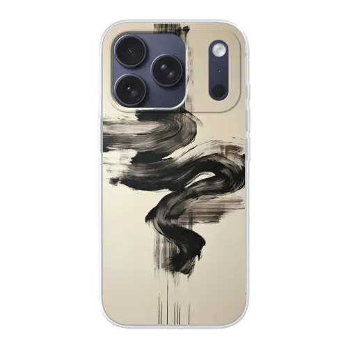 Golven - Penseelstreken - Beige - Minimalistisch Telefoonhoesje iPhone 17 Pro klein -3d