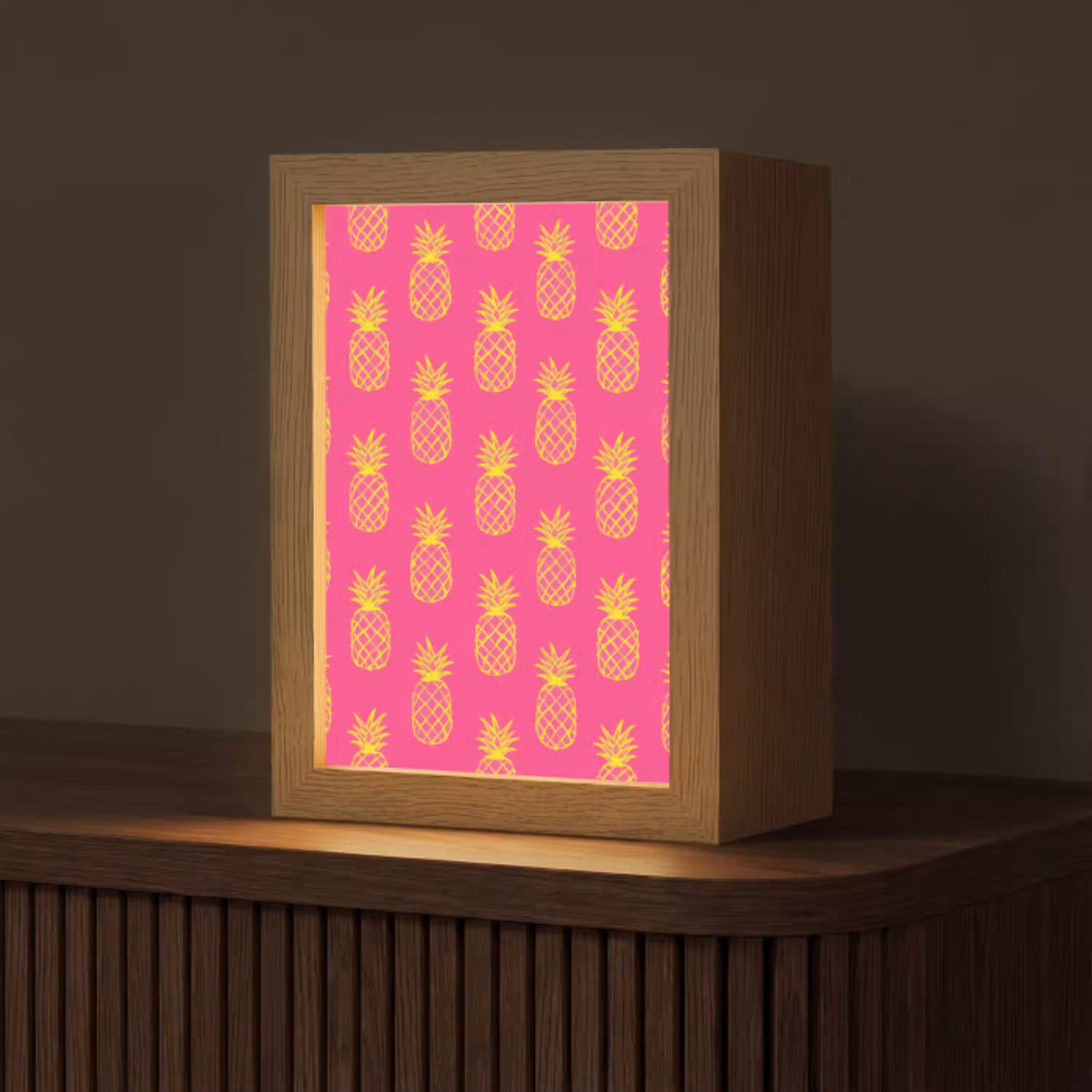 Ananas - Trendy - Roze Light Box met kabel (Tafellamp) klein 925 -z3d_website