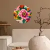 Bloemen - Kleurrijk - Roze Wandcirkel behangsticker klein -sfeer1
