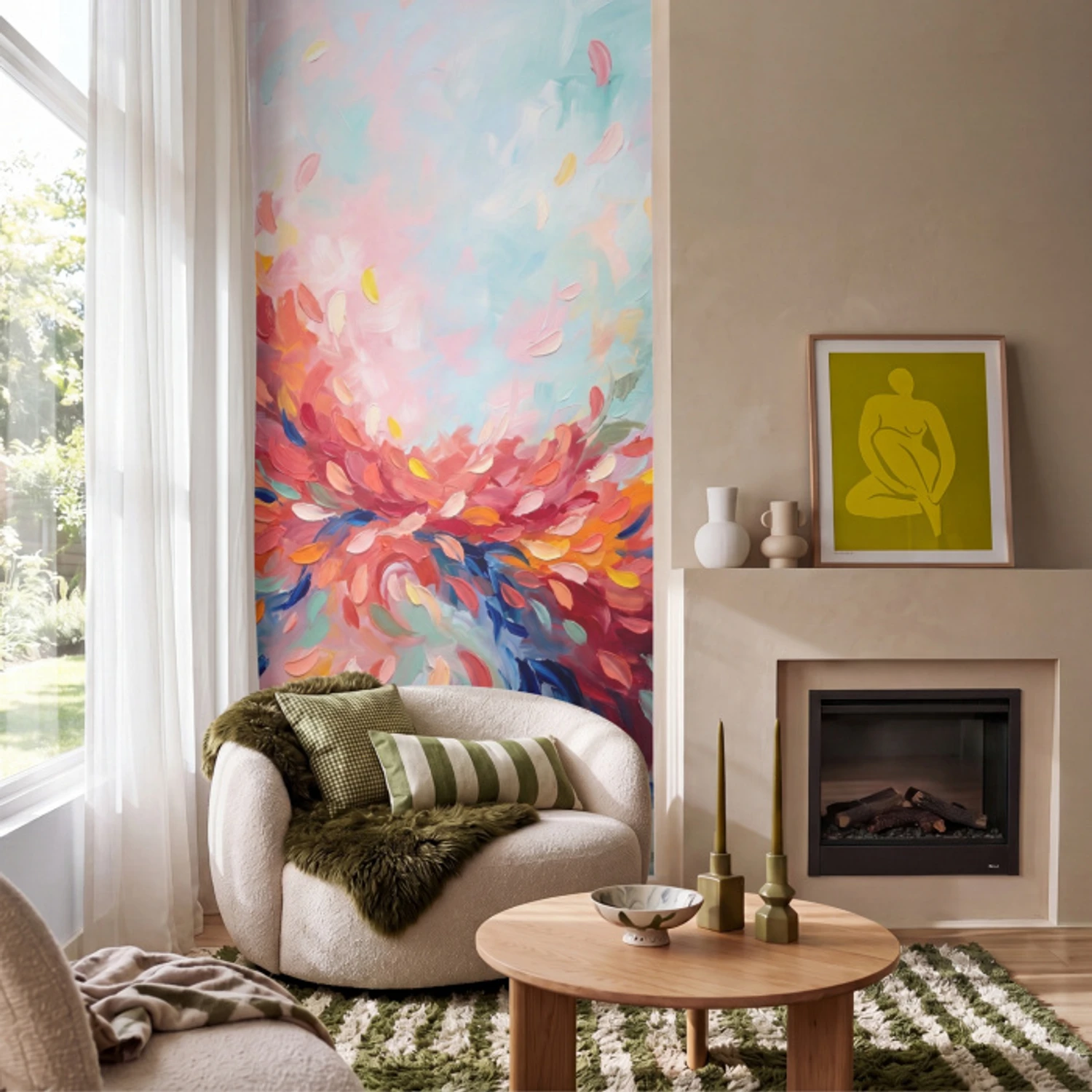 Bloemen - Abstract - Kunst - Modern Behang Vlies klein -sfeer2