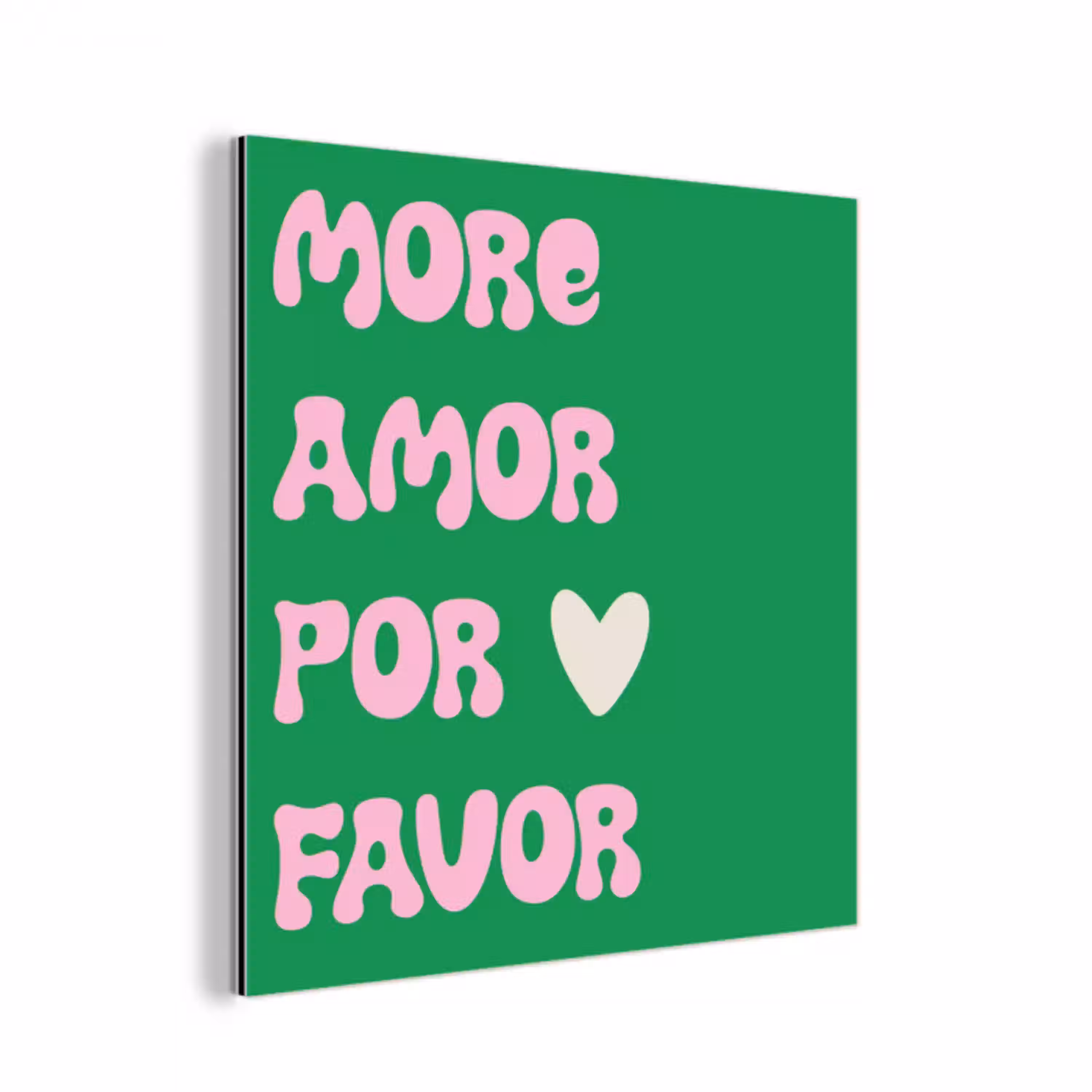 Amor - Valentijn - Groen - Tekst aluminium wit klein -3d