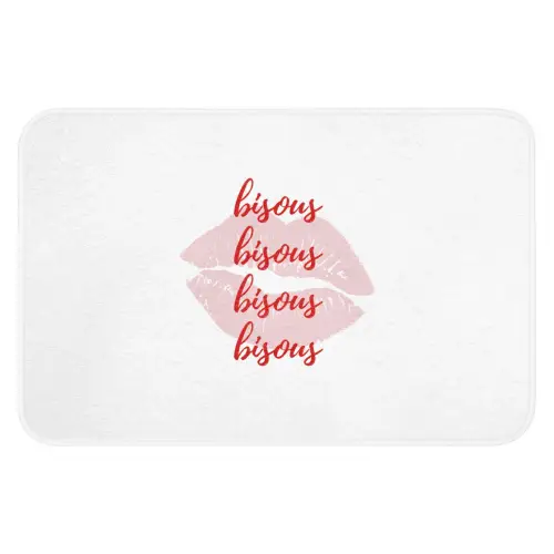 Bisous - Lip - Wit - Rood Badmat klein -3d