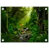 Jungle - Water - Bladeren - Zon - Natuur tuinposter los doek klein -3d