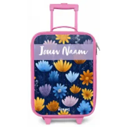 Bloemen - Patroon - Blauw Kinderkoffer - Roze klein -zz3dotto