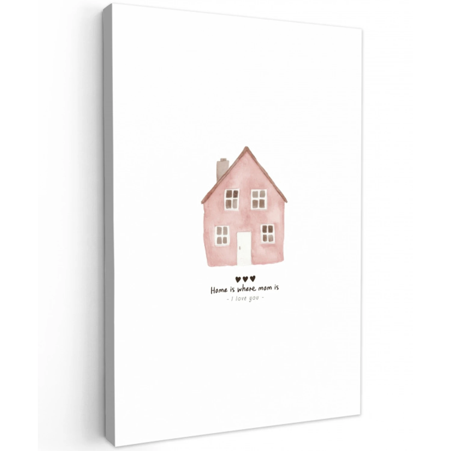 Huisje - Roze - Quote - Moeder Tuinposter op houten frame 2 cm dik middel -3d