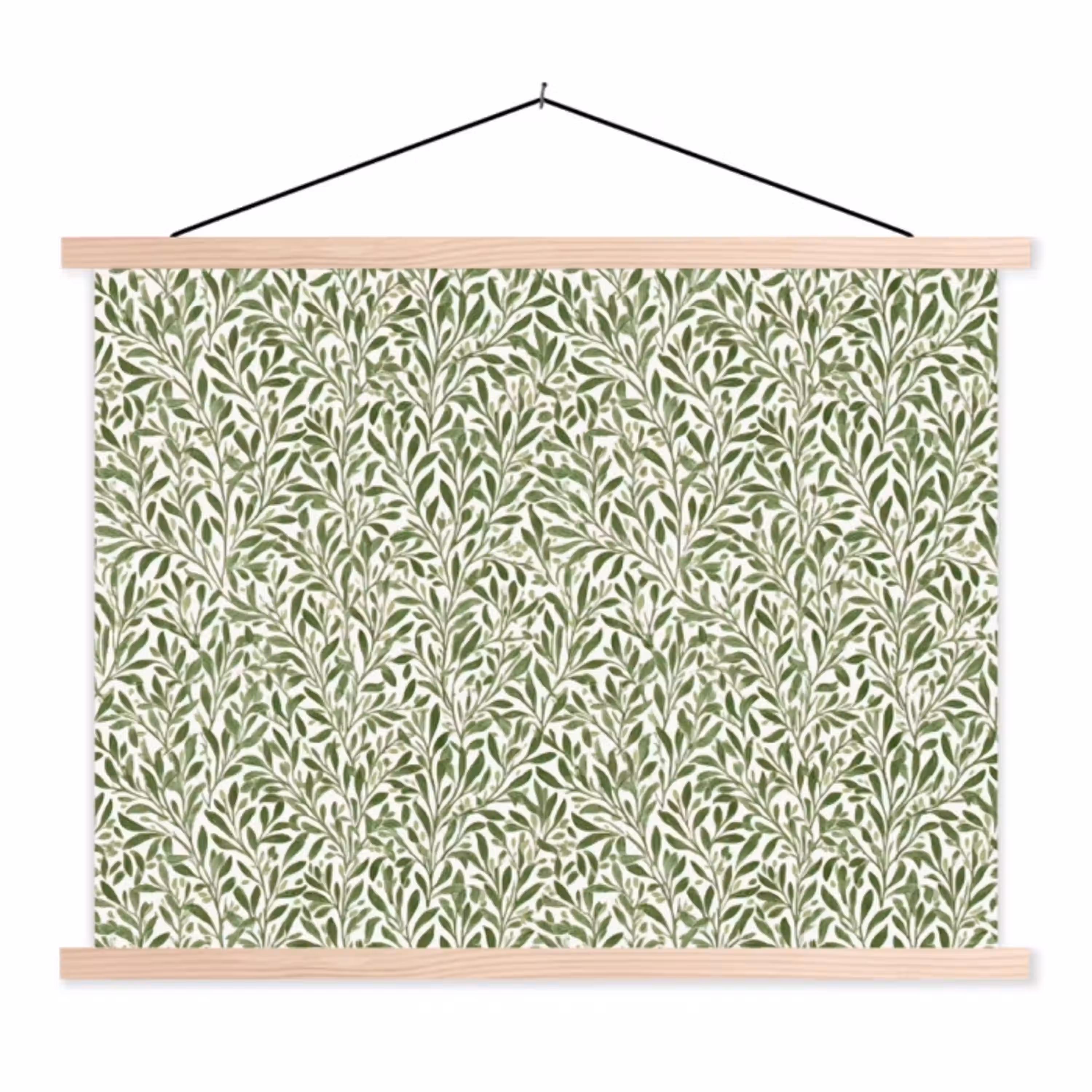 Botanisch - Takken - Groen textielposter latten blank klein 122 -3d