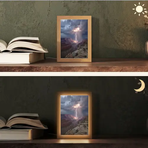 Bliksem - Wolken - Canyon Light Box met kabel (Tafellamp) klein -sfeer3