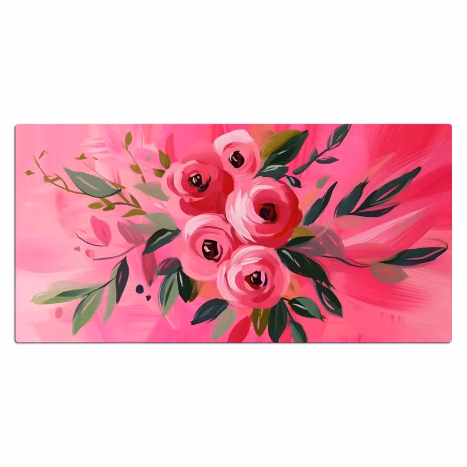 Bureau onderlegger - Bloemen - Verf - Roze
