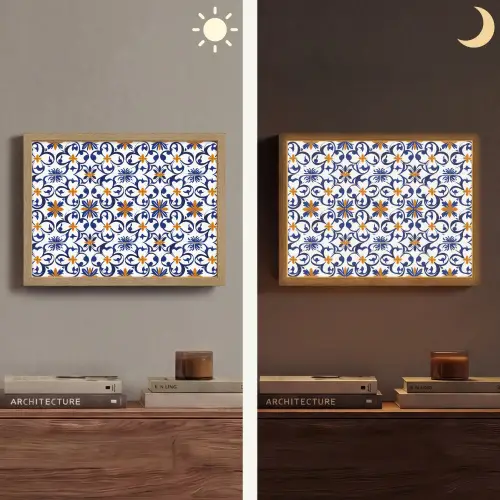 Patroon - Modern - Kleurrijk Light Box met batterij (Wandlamp) middel 907 -sfeer3