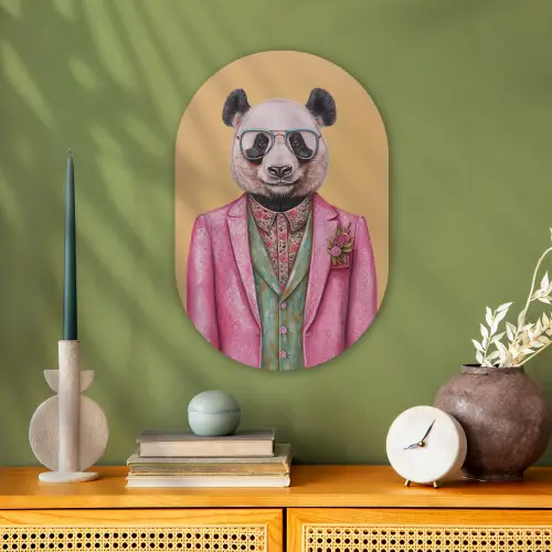 Panda - Pak - Zonnebril - Blauw Wandcirkel Ovaal Forex klein -sfeer2