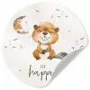 Quotes - Be happy - Kinderen - Maan - Bever - Waterverf Wandcirkel behangsticker klein -3d