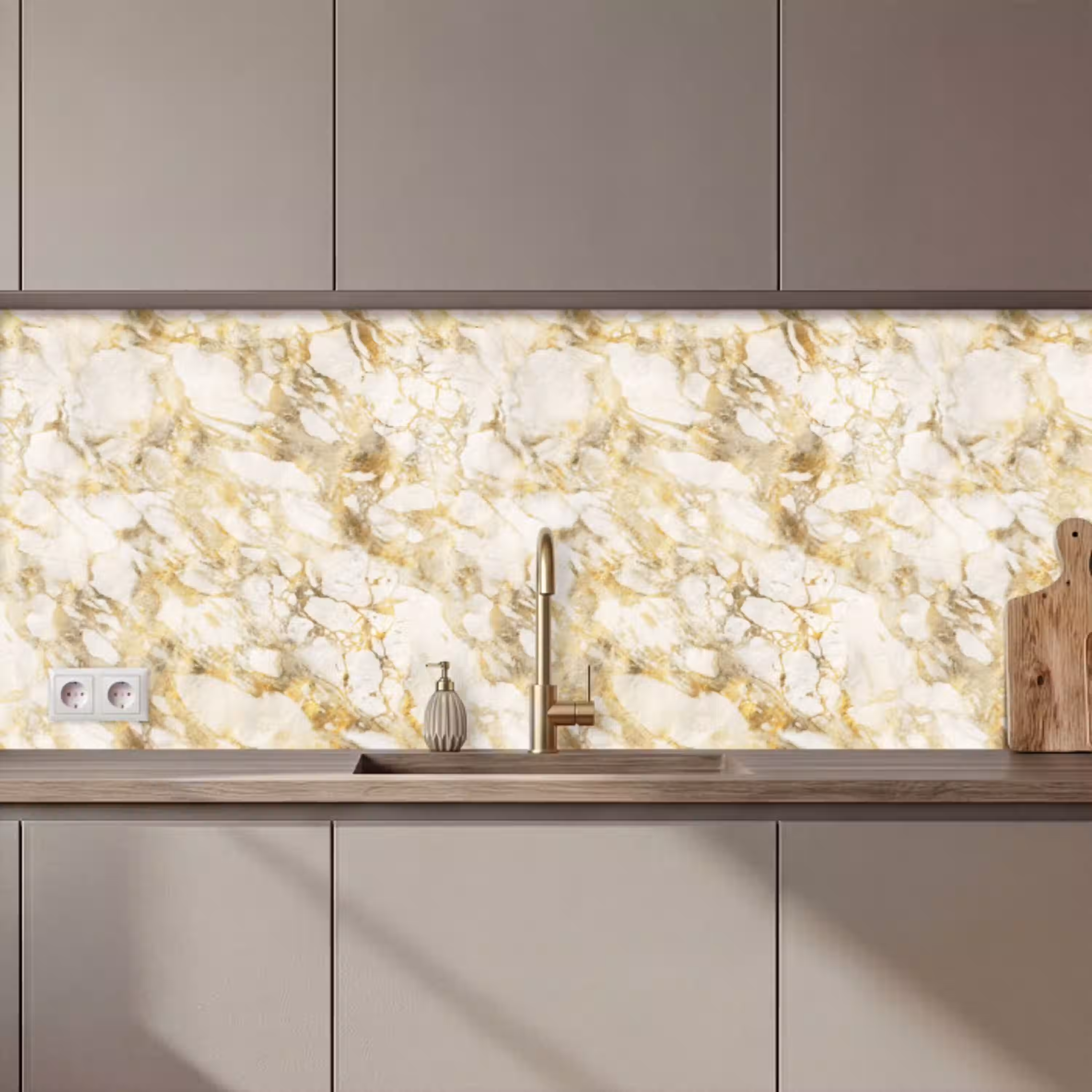 Warm - Gouden - Marmer - Patroon keuken achterwand 2 middel 871 zz_3dshopping