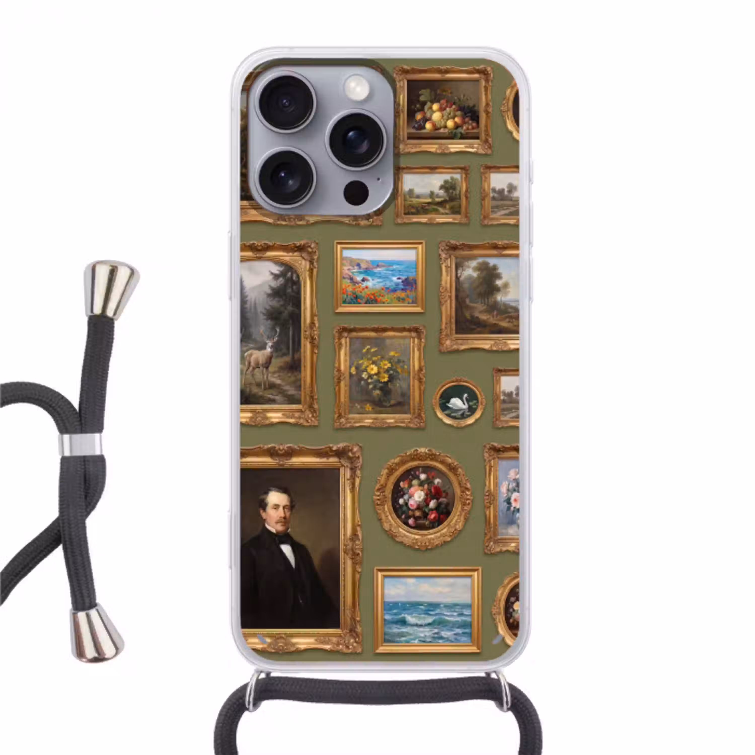 Hert - Bos - Natuur - Klassiek - Dieren Hoesje iPhone 16 Pro Max met koord klein -3d