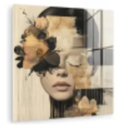 Gezicht - Bloemen - Zwart - Vrouw plexiglas 5mm klein -zzzproduct_nieuw