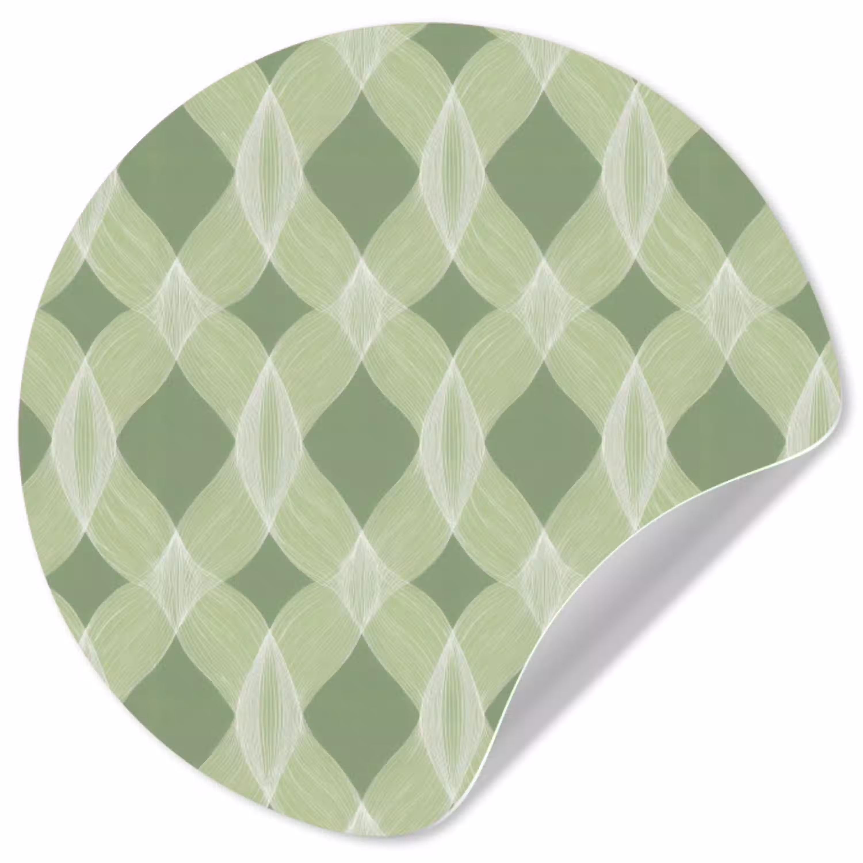 Saliegroen - Geometrisch - Organisch - Traliewerk - Patroon Wandcirkel behangsticker klein 186 -3d