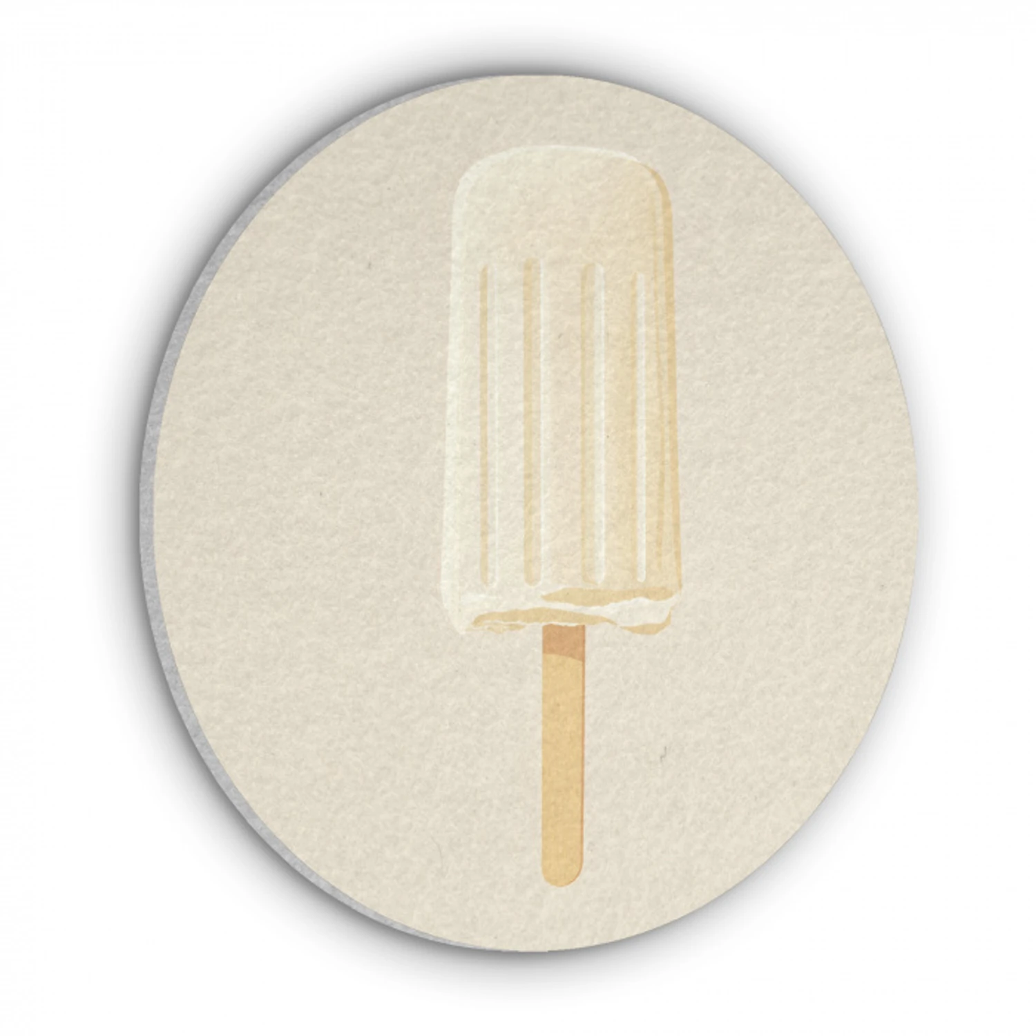 Minimalistisch - Waterijsje - Stokje - Beige Akoestische PET Vilt - Rond klein -3d