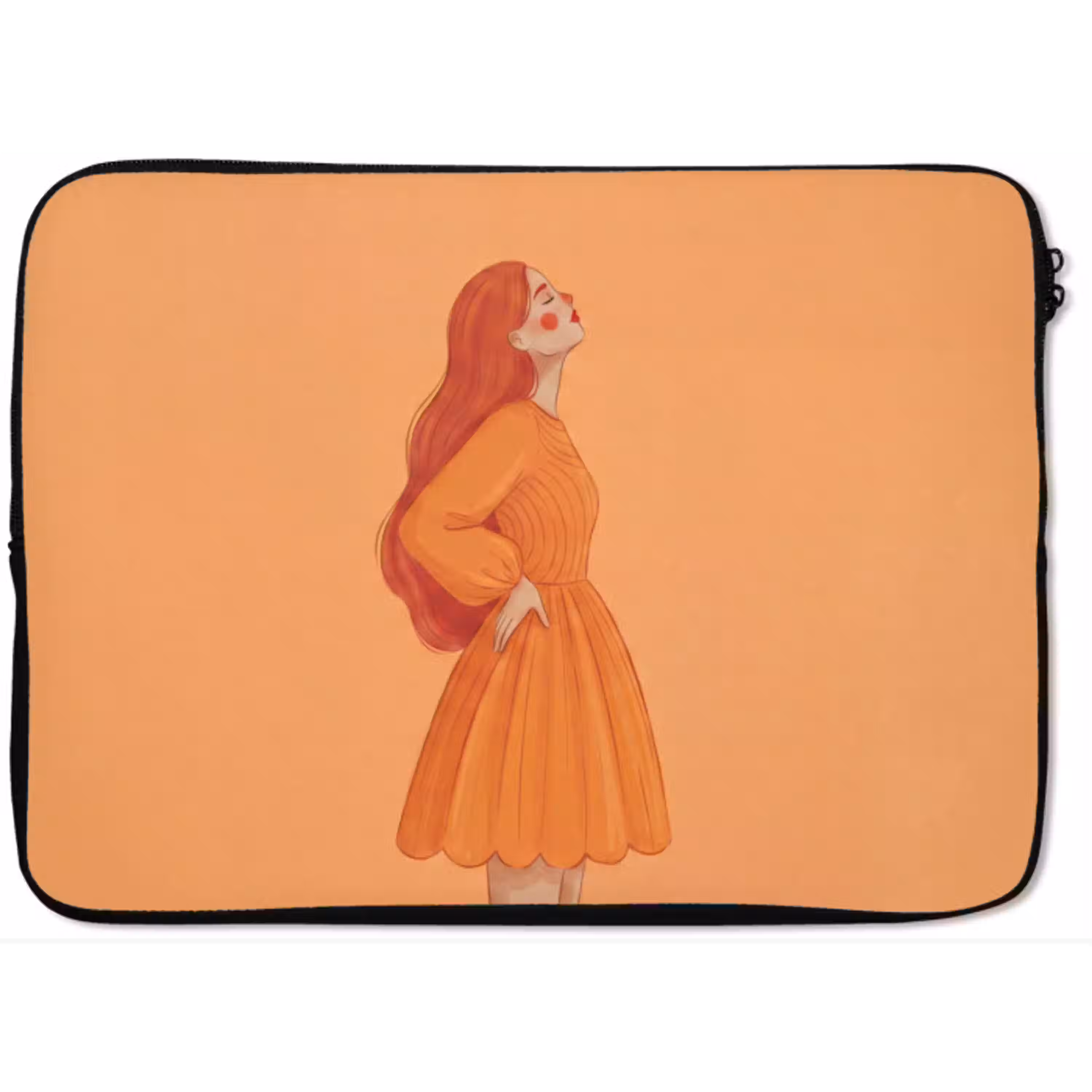 Vrouw - Profiel - Mensen - Modern - Oranje laptophoes neopreen klein -zkaufland3dotto