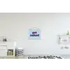 Speels - Boodschap - Blauw textielposter latten blank klein -kinderkamer